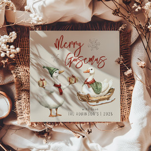 Merry Goosemas Whimsical Goose Christmas Holiday
