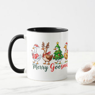 Merry Goosmas Christmas Funny Goose Tri-Blend Shir Mug