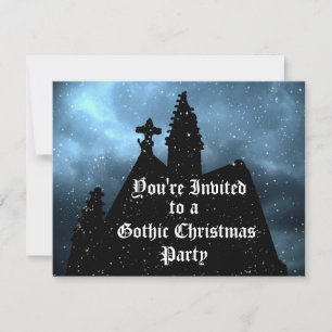Merry Gothic Christmas blue invitations