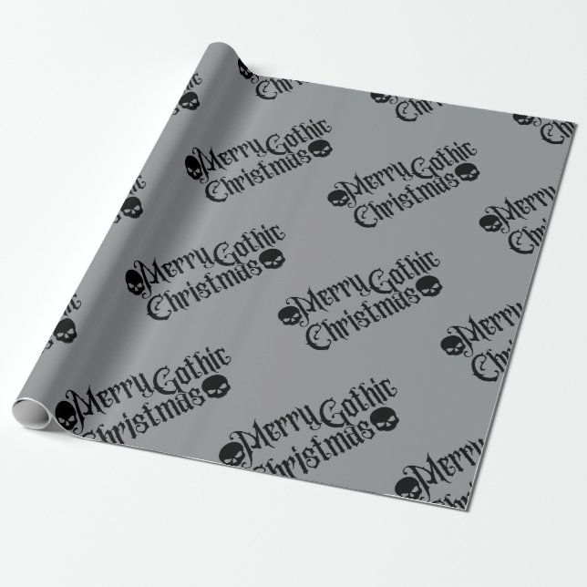 Merry Gothic Christmas skull Wrapping paper (Unrolled)