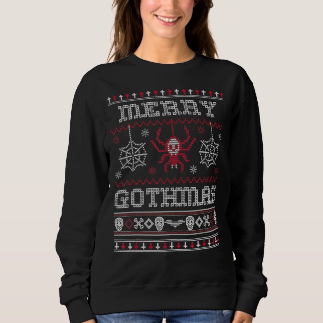 Merry Gothmas Goth Christmas Ugly Sweater Spider S (Front)