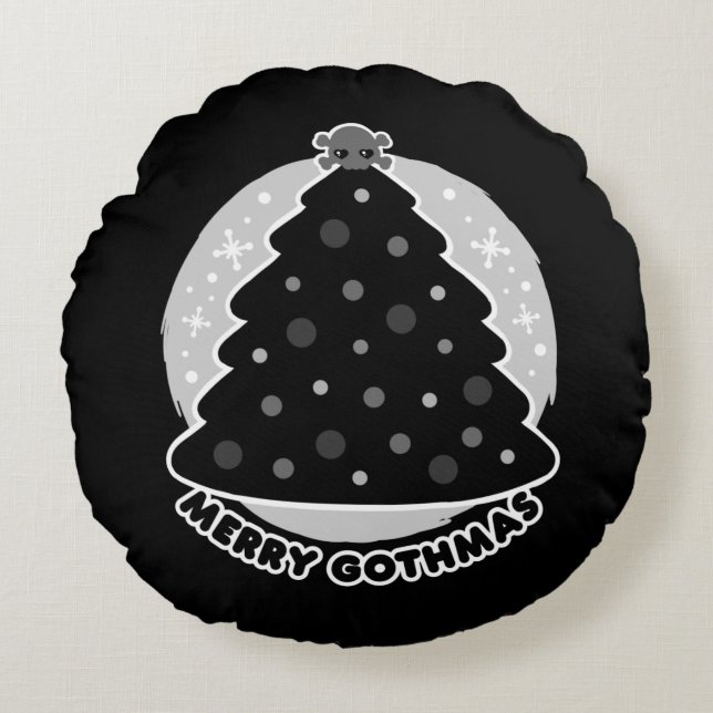Merry Gothmas Round Pillow (Front)