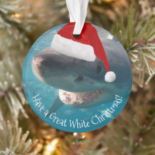 Fishing theme MERRY CHRISTMAS Ornament double Fish Hook Santa hat & Bonefish 