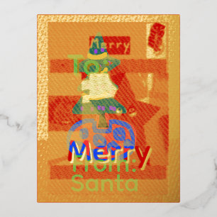 Merry Green Name Christmas Foil Holiday Postcard