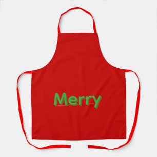 Merry Green Name on Red Apron