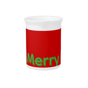 Merry Green Name on Red Beverage Pitcher