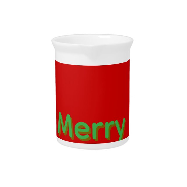 Merry Green Name on Red Beverage Pitcher (Front)