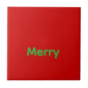 Merry Green Name on Red Ceramic Tile