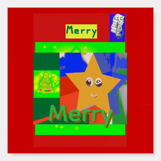 Merry Green Name on Red Christmas Foam Board