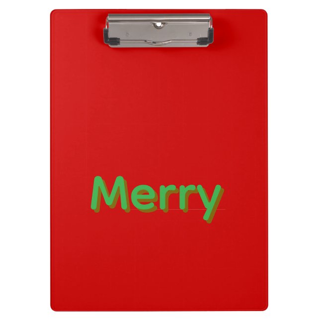 Merry Green Name on Red Clipboard (Front)