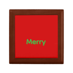 Merry Green Name on Red Gift Box