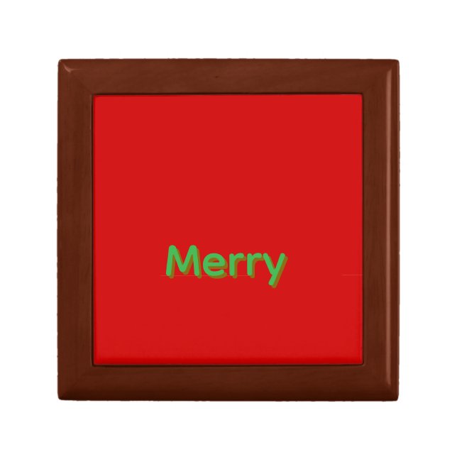 Merry Green Name on Red Gift Box (Front)