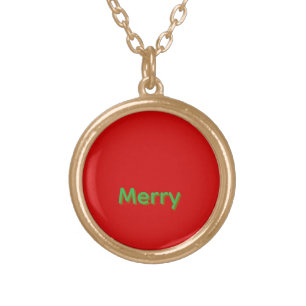 Merry Green Name on Red Gold Plated Necklace