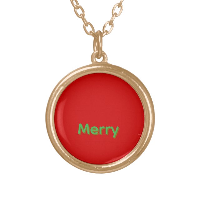 Merry Green Name on Red Gold Plated Necklace (Front)