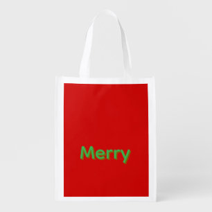 Merry Green Name on Red Grocery Bag