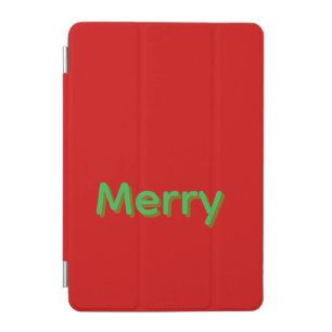 Merry Green Name on Red iPad Mini Cover