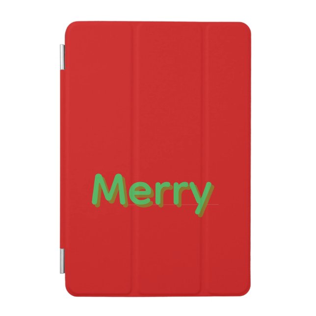 Merry Green Name on Red iPad Mini Cover (Front)