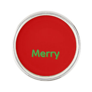Merry Green Name on Red Lapel Pin