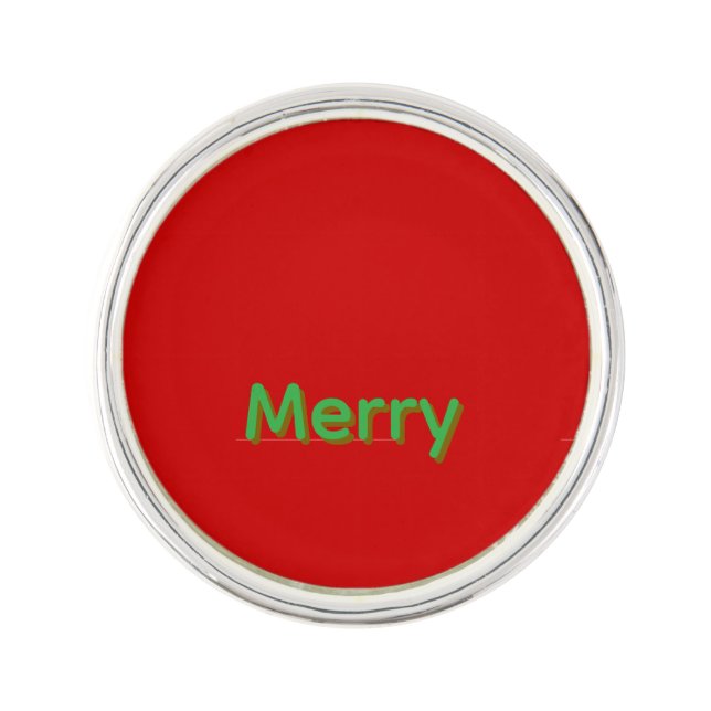 Merry Green Name on Red Lapel Pin (Front)