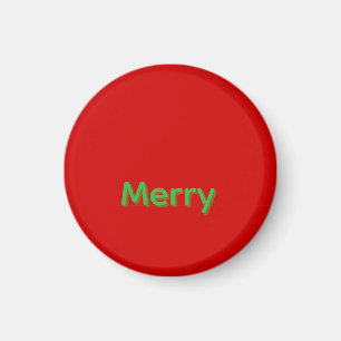 Merry Green Name on Red Magnet