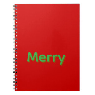 Merry Green Name on Red Notebook