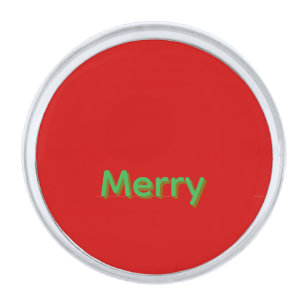 Merry Green Name on Red Silver Finish Lapel Pin