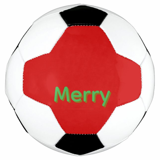 Merry Green Name on Red Soccer Ball (Front)