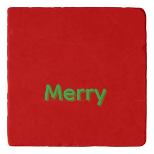 Merry Green Name on Red Trivet