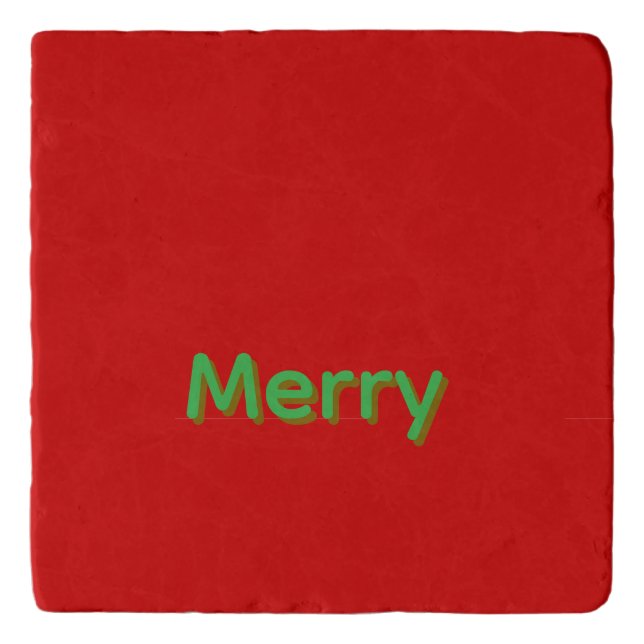 Merry Green Name on Red Trivet (Front)