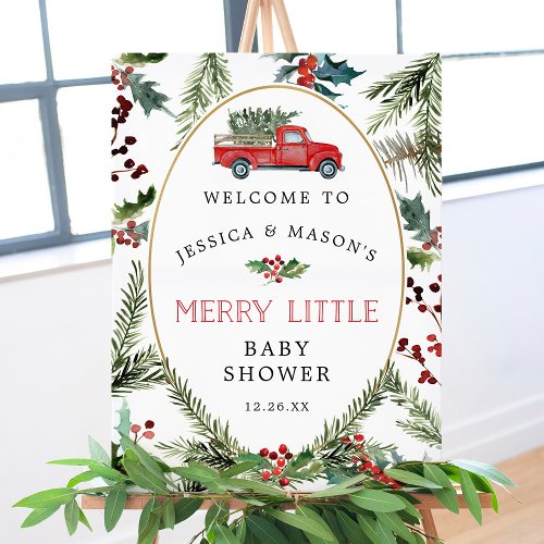 Merry Greenery Baby Shower Welcome Sign