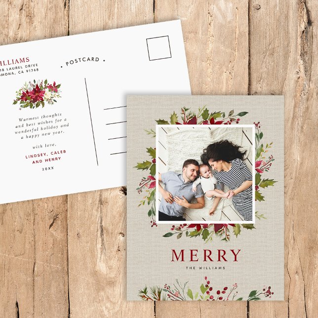 Merry Greenery | Christmas Photo Holiday Postcard (Creator Uploaded)