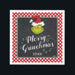 Merry Grinchmas | Grinch Holiday Party Napkins<br><div class="desc">Celebrate your Holiday Party this year with these cute Dr. Seuss chalkboard paper napkins. Personalize by adding the year or custom text.</div>