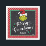 Merry Grinchmas | Grinch Holiday Party Napkins<br><div class="desc">Celebrate your Holiday Party this year with these cute Dr. Seuss chalkboard paper napkins. Personalize by adding the year or custom text.</div>