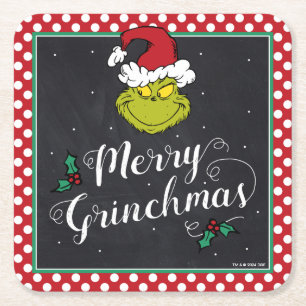 Merry Grinchmas Grinch Holiday Party Square Paper Coaster