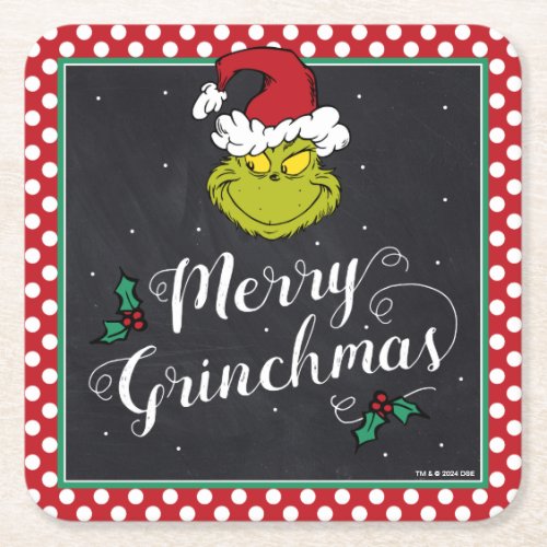 Merry Grinchmas  Grinch Holiday Party Square Paper Coaster