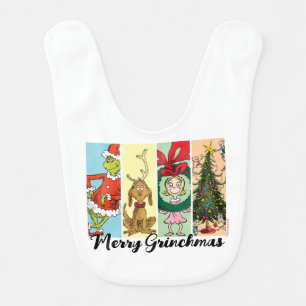 Merry Grinchmas Holiday Collage Baby Bib