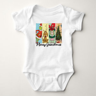 Merry Grinchmas Holiday Collage Baby Bodysuit