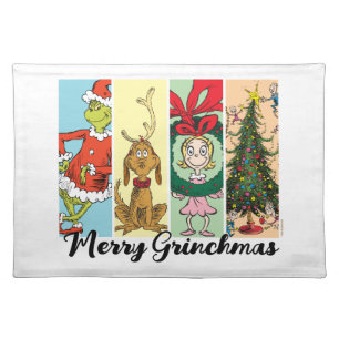 Merry Grinchmas Holiday Collage Cloth Placemat