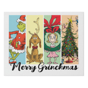 Merry Grinchmas Holiday Collage Faux Canvas Print