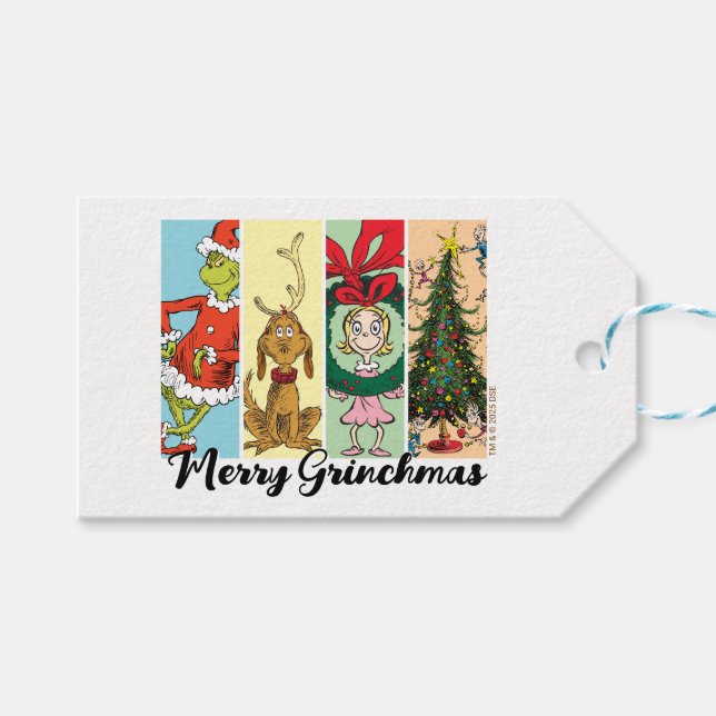 Merry Grinchmas Holiday Collage Gift Tags (Front (Horizontal))