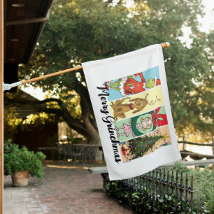 Merry Grinchmas Holiday Collage House Flag