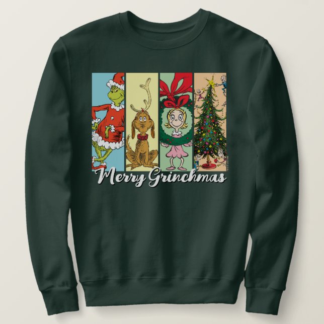 Merry Grinchmas Holiday Collage Sweatshirt (Design Front)