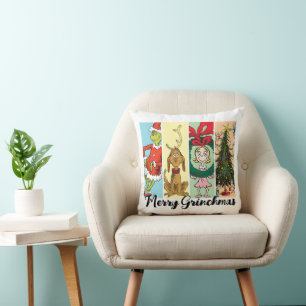 Merry Grinchmas Holiday Collage Throw Pillow