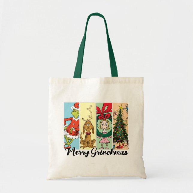 Merry Grinchmas Holiday Collage Tote Bag (Front)