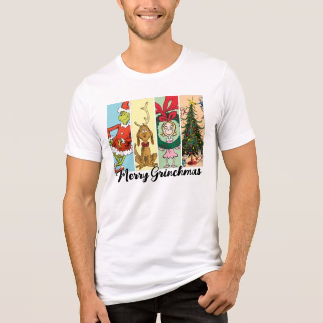 Merry Grinchmas Holiday Collage Tri-Blend Shirt (Front)