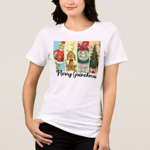 Merry Grinchmas Holiday Collage Tri-Blend Shirt