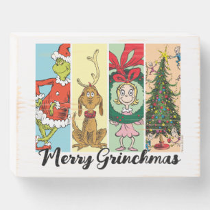 Merry Grinchmas Holiday Collage Wooden Box Sign