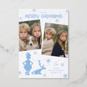 Merry Grinchmas Holiday Photo Collage Letterpress Photo Cards