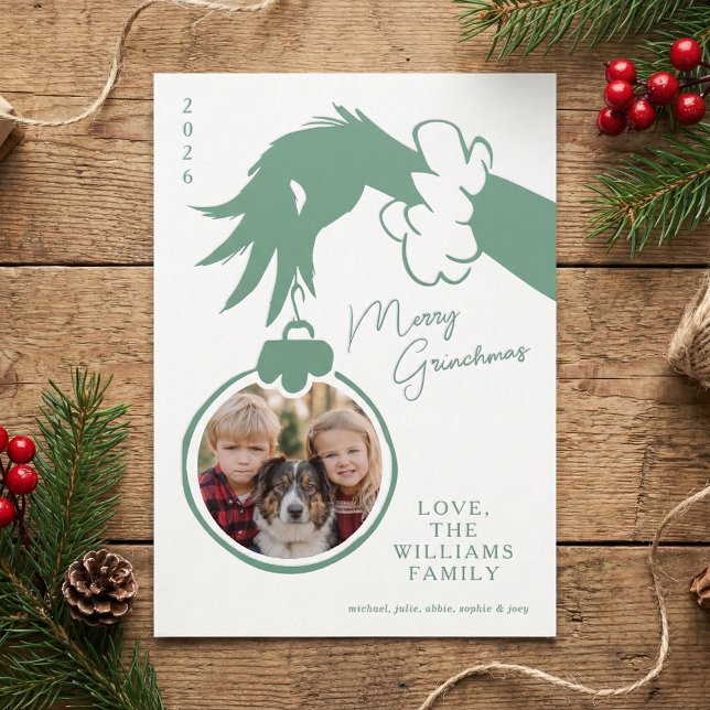 Merry Grinchmas Holiday Photo Design Letterpress Photo Cards (Creator Uploaded)