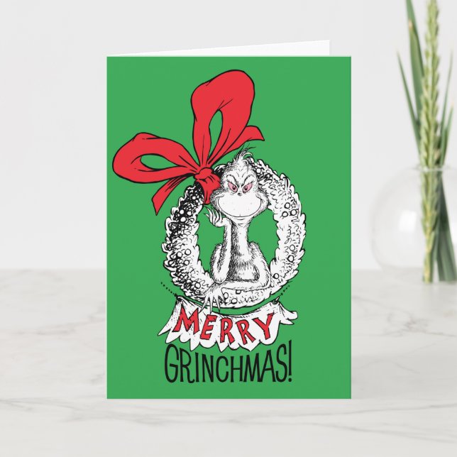 Merry Grinchmas Wreath Grinch Card (Front)